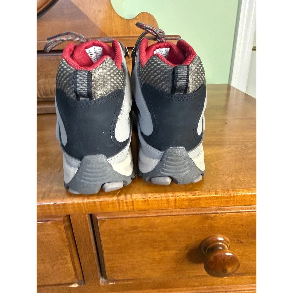 Merrell Kids Moab Waterproof Hiking Boots Grey Red boys 4M all terrain